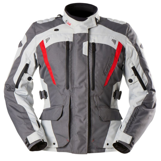 Blouson Moto Furygan APALACHES LADY EVO — Protection CE Niveau AA Gris - Pearl - Rouge - LE PRATIQUE DU MOTARD