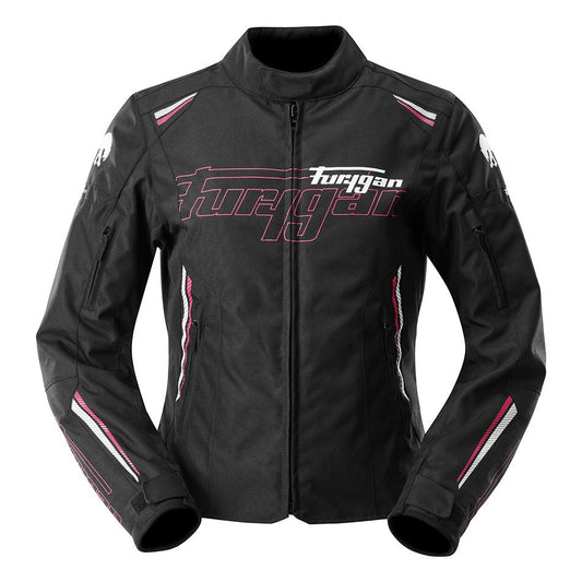 Blouson Moto Furygan AGATA — Protection CE Niveau AA Noir - Blanc - Rose - LE PRATIQUE DU MOTARD