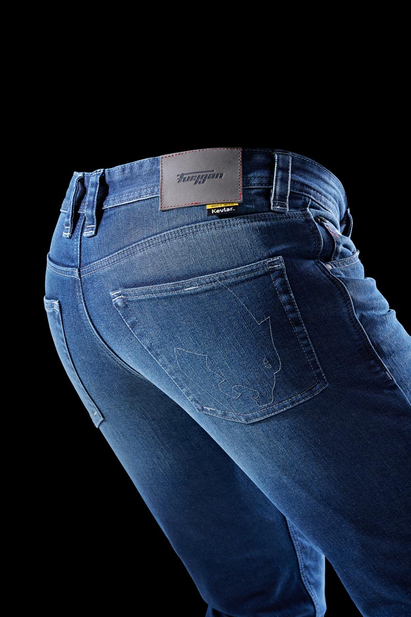 Pantalon Moto Furygan D12 X KEVLAR® STRAIGHT — Protection CE Niveau AA Medium blue - LE PRATIQUE DU MOTARD