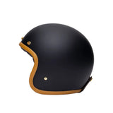 Casque bol vintage - Noir et cuir - LE PRATIQUE DU MOTARD