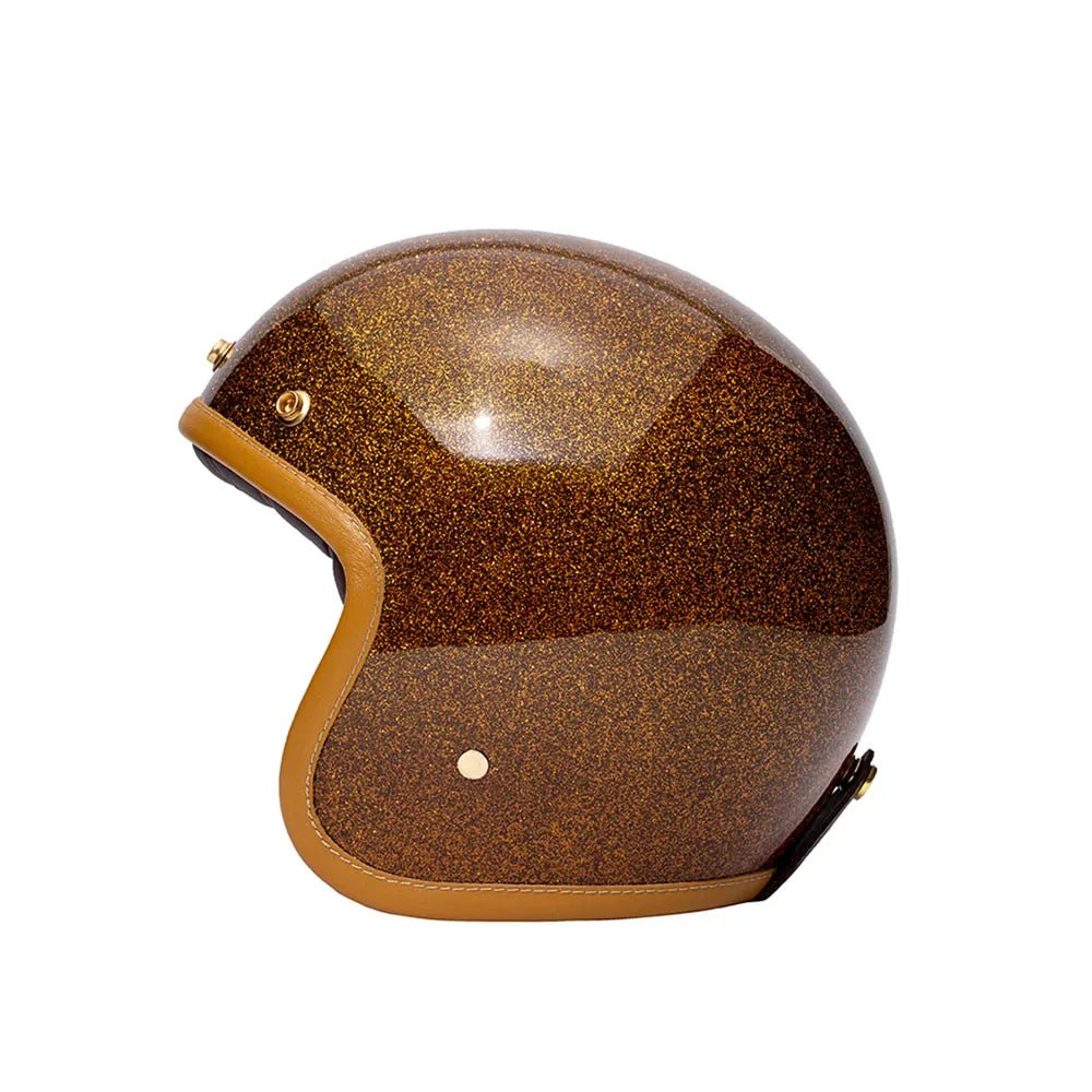 Casque Jet Vintage en Fibre | Marko CLASSIC Marron pailleté - LE PRATIQUE DU MOTARD