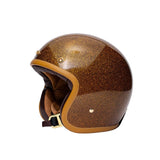 Casque Jet Vintage en Fibre | Marko CLASSIC Marron pailleté - LE PRATIQUE DU MOTARD