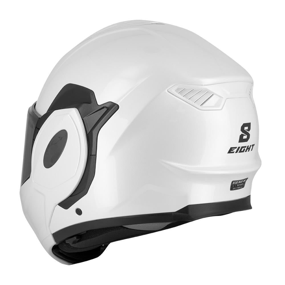 Casque Flip - Up FlipTech EIGHT – Blanc Brillant | ECE 22.06 Jet & Intégral - LE PRATIQUE DU MOTARD