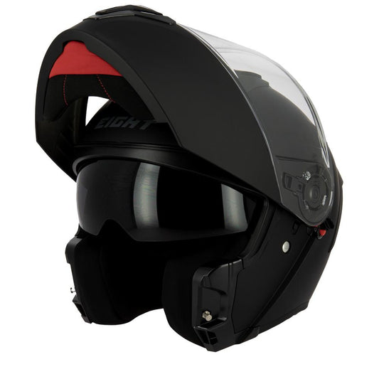 Casque modulable S551 Dual Face noir mat — vue trois-quarts avant, mentonnière relevée