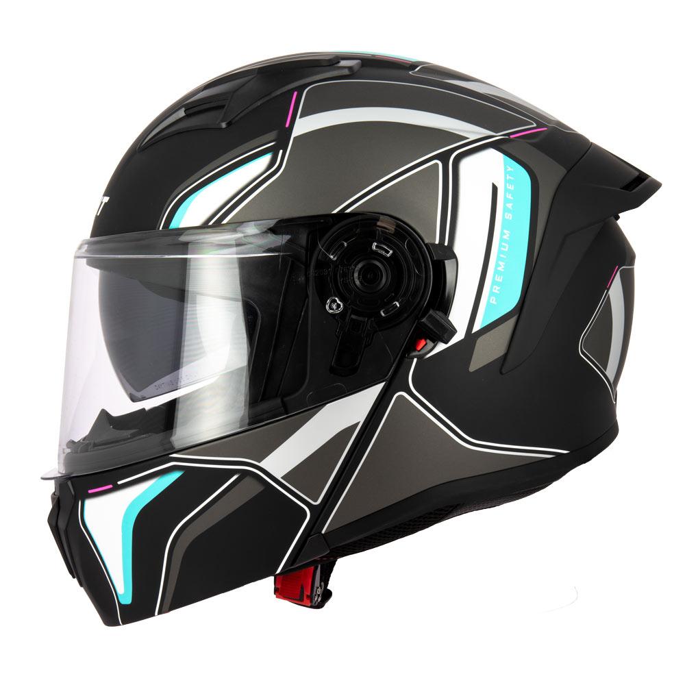 Casque modulable S551 Dual Face noir bleu — vue de profil