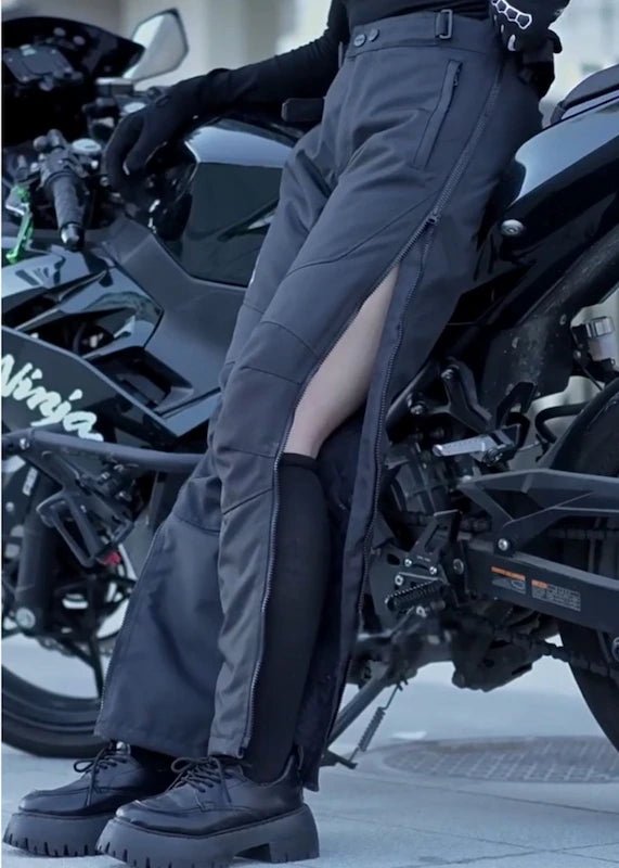 Surpantalon moto femme — zip latéral, étanche, CE2 | BORÉALE™ - LE PRATIQUE DU MOTARD