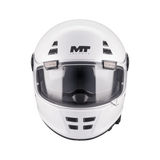 Casque intégral homologué ECE 22-06 blanc nacré de face, ventilations mentonnière ajourées