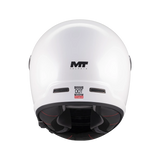 Casque intégral blanc nacré arrière, extracteurs d'air et étiquette homologation ECE 22-06