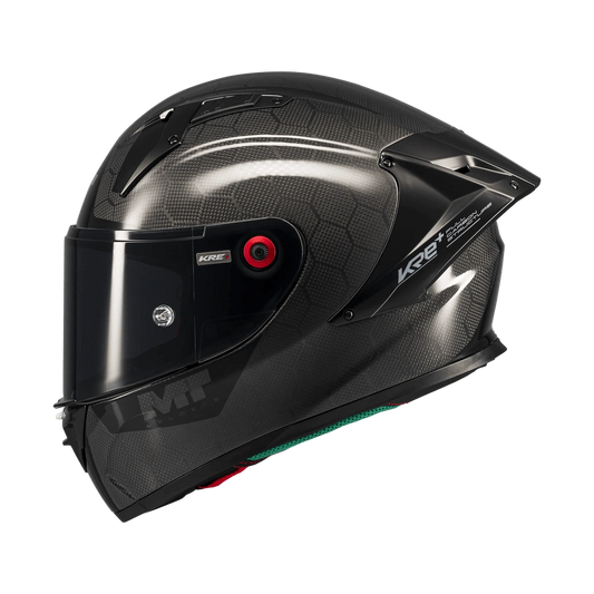 Casque intégral MT KRE+ S Pure noir gloss de profil gauche, texture fibre composite visible - LE PRATIQUE DU MOTARD
