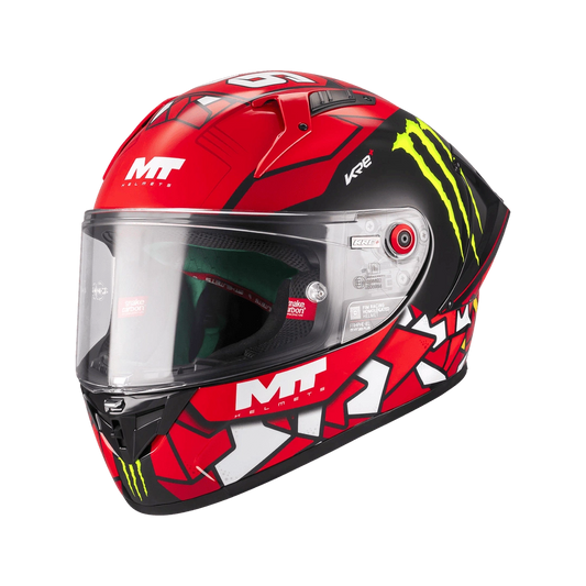 Casque intégral MT KRE+ S Piqueras replica Moto3 rouge et noir de profil gauche - LE PRATIQUE DU MOTARD