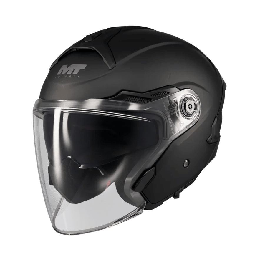 Casque jet avec visière solaire - COSMO Noir mat - LE PRATIQUE DU MOTARD