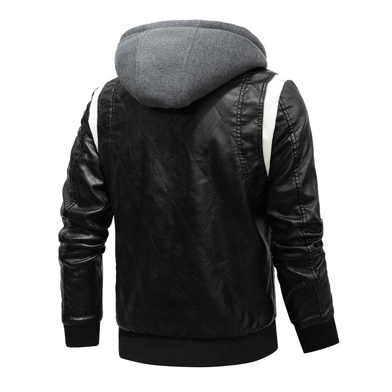 Veste En Similicuir Pour Homme Style Blouson Motard - Capuche Amovible, Multiples Poches, Look Biker
