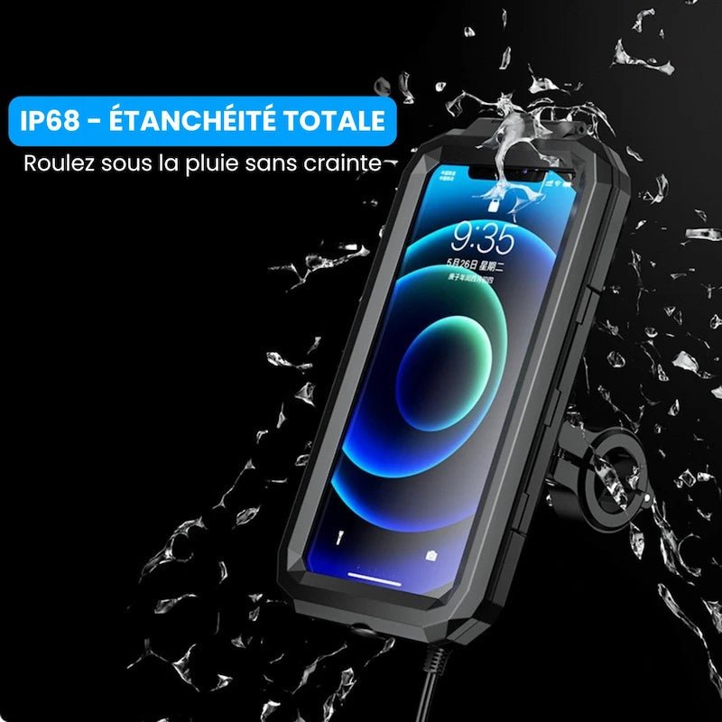 Support Téléphone Moto Étanche - Chargeur à Induction – IPX8, 360°, Type - C - LE PRATIQUE DU MOTARD