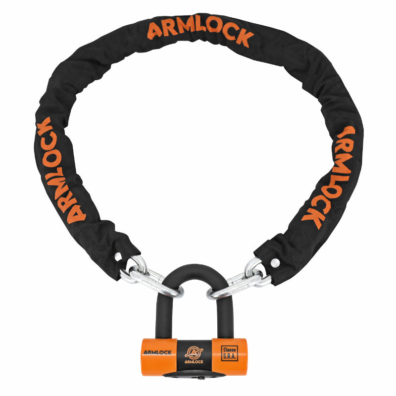 Antivol A Chaine Armlock Ck2 Noir/Orange 1.20M Maillon Diam 10 Mm Avec U 52X65Mm (Diam 16 Mm) (U Classe Sra)