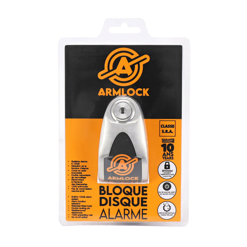 Antivol Bloque Disque Armlock Ck9 Inox Avec Alarme Sonore Diam 10Mm 120 Db (Classe Sra) (Garantie 10 Ans)