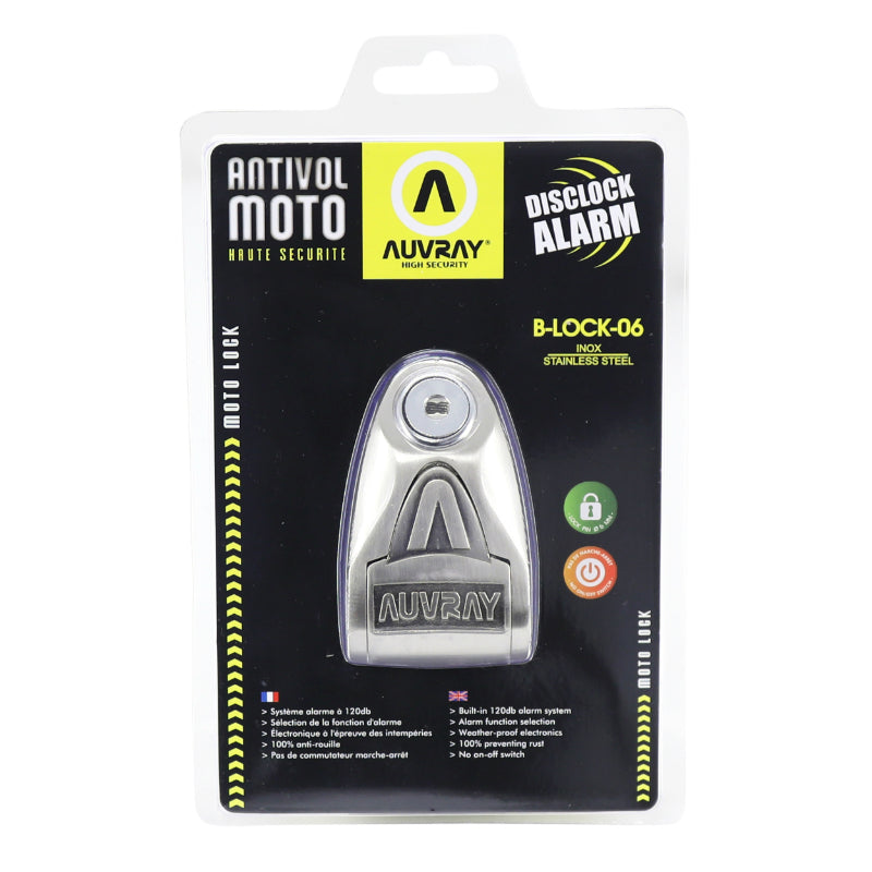 Antivol Bloque Disque Auvray B-Lock Avec Alarme Sonore Diam 6Mm Inox