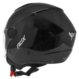 Casque jet ADX AJ050 Noir Brillant — vue trois-quarts arrière