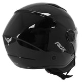 Casque jet ADX AJ050 Noir Brillant — vue trois-quarts arrière, côté droit