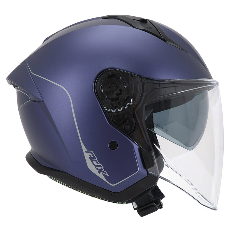 Casque jet ADX AJ300 Bleu Mat — profil côté droit