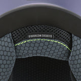 Casque jet ADX AJ300 Bleu Mat — étiquette « Intercom socket » sur la garniture intérieure