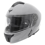 Casque modulable ADX AM600 Gris Brillant — vue trois-quarts avant, côté droit