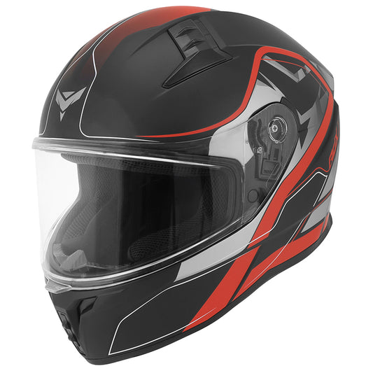 Casque intégral ADX AI400 EVO Noir/Rouge Mat — vue trois-quarts avant, côté droit