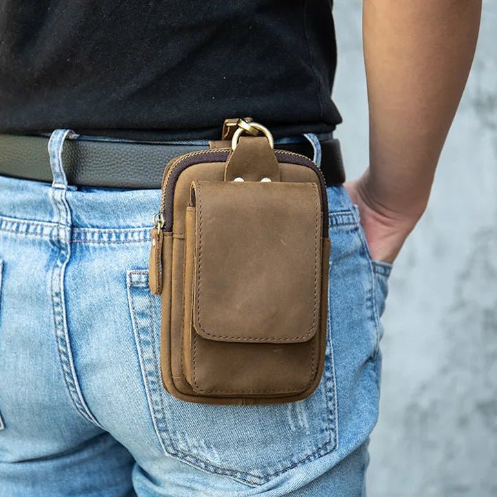 Pochette Ceinture en Cuir Véritable – Style Rétro et Ultra - Pratique - LE PRATIQUE DU MOTARD