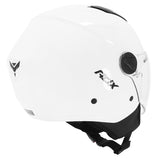 Casque jet ADX AJ050 Blanc Brillant — vue trois-quarts arrière, côté droit