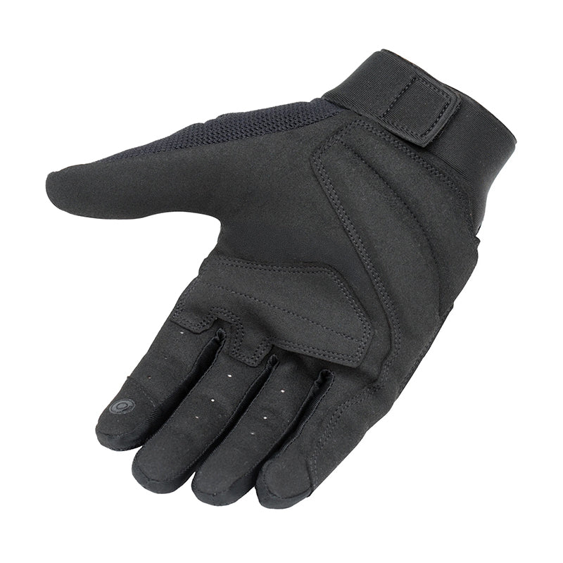 Gants moto été Penna EVO Noir — côté paume, suédine et patte velcro