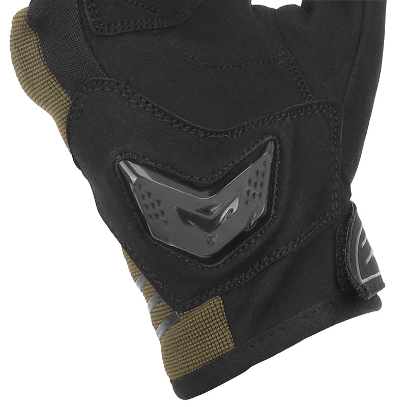 Gants moto mi-saison Street EVO Noir/Kaki — gros plan du bas de la paume et de son renfort moulé