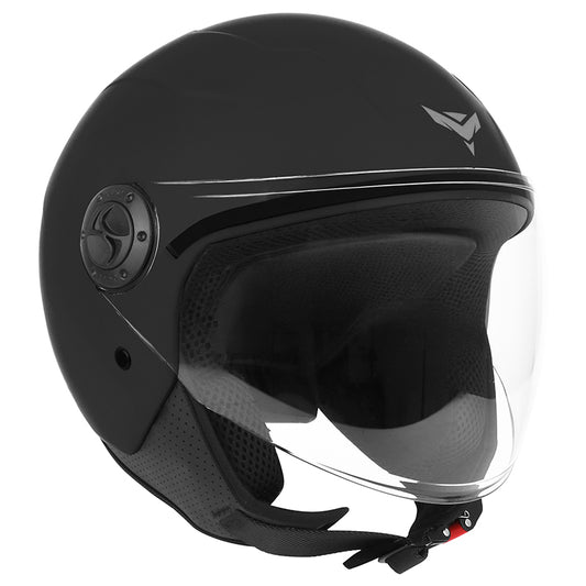 Casque jet ADX AJ020 Noir Mat — vue trois-quarts avant