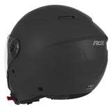 Casque jet ADX AJ020 Noir Mat — vue trois-quarts arrière