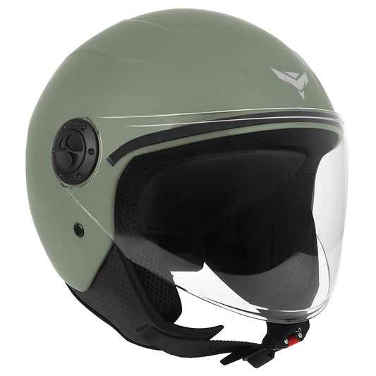 Casque jet ADX AJ020 Vert Olive Mat — vue trois-quarts avant