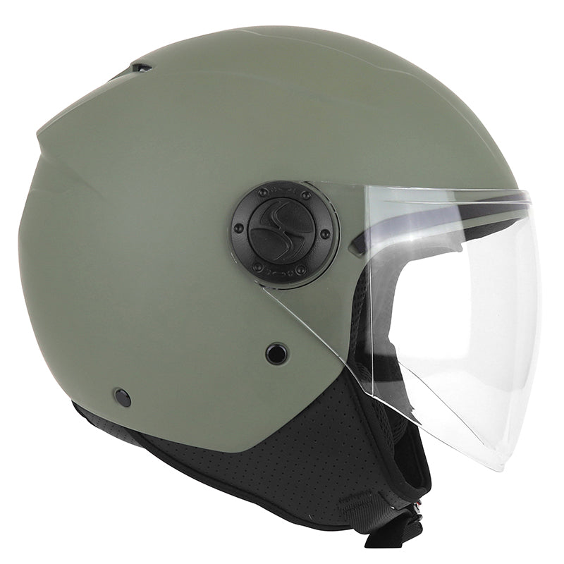 Casque jet ADX AJ020 Vert Olive Mat — profil côté droit