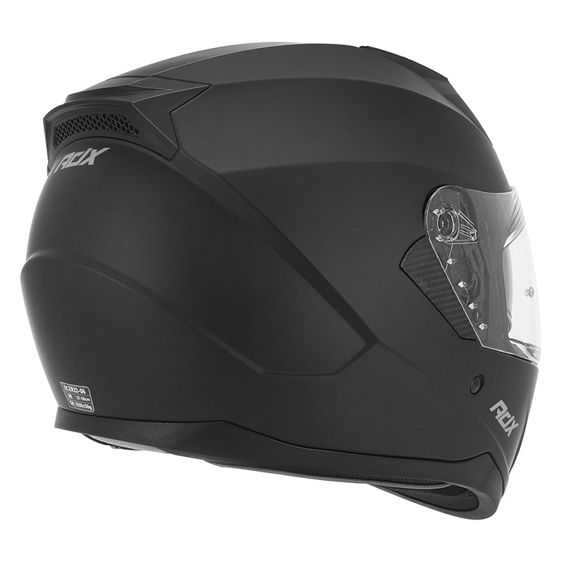 Casque intégral ADX AI450 Noir Mat — vue trois-quarts arrière, côté droit