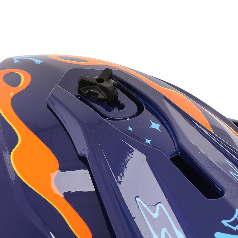 Casque cross enfant ADX ACK Violet/Orange/Bleu Brillant — détail du dessus de la coque
