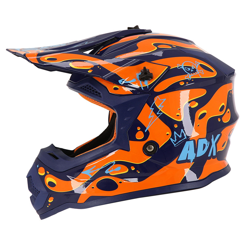 Casque cross enfant ADX ACK Violet/Orange/Bleu Brillant — profil