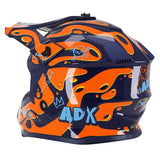 Casque cross enfant ADX ACK Violet/Orange/Bleu Brillant — vue trois-quarts arrière