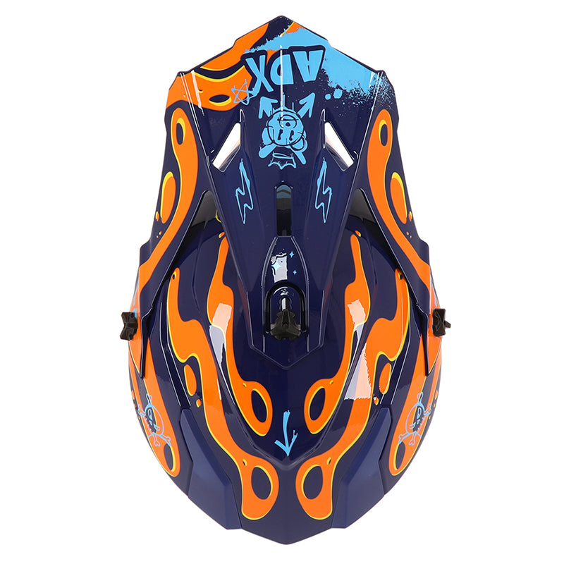 Casque cross enfant ADX ACK Violet/Orange/Bleu Brillant — vue de dessus