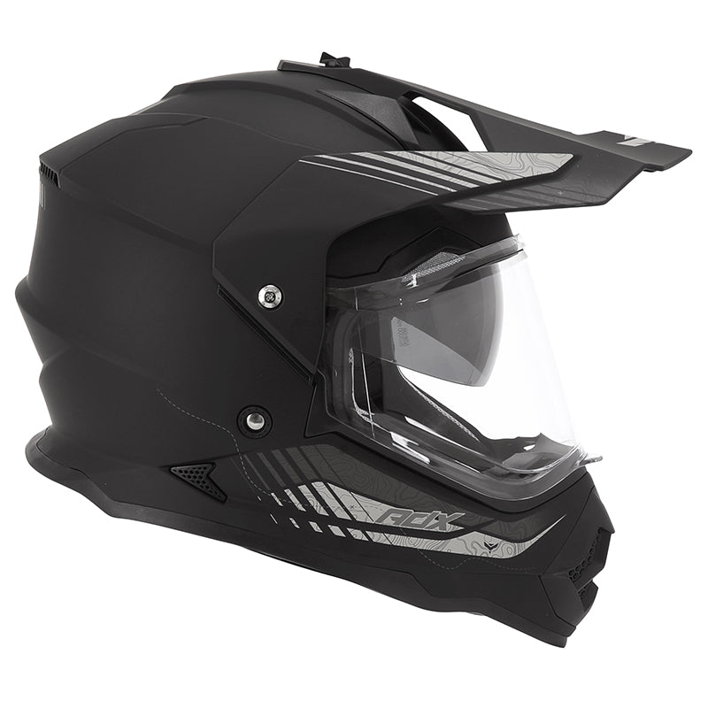 Casque cross/trail ADX AC900 Noir/Argent Mat — profil côté droit