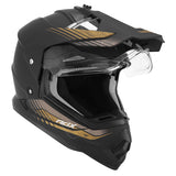 Casque cross/trail ADX AC900 Noir/Or Mat — écran et pare-soleil relevés