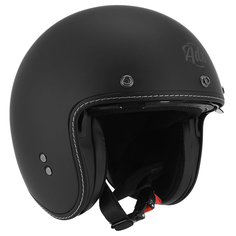 Casque jet ADX AJ400 Noir Mat — sans casquette, pare-soleil relevé