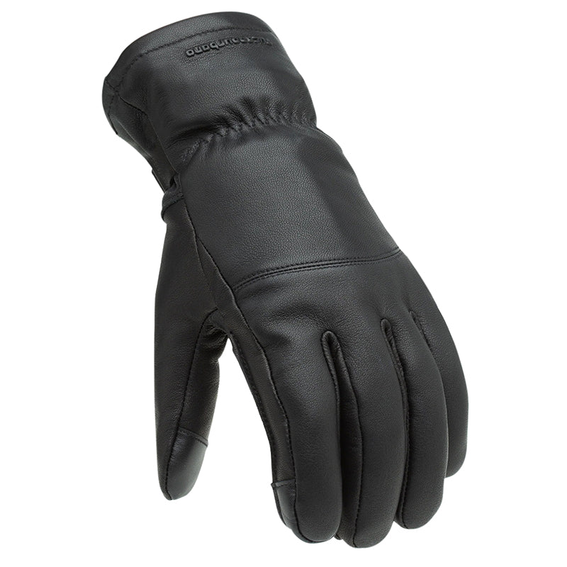Gants moto hiver Elios Hydroscud Noir — dos de la main, cuir noir et poignet froncé