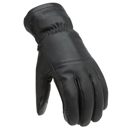 Gants moto hiver Elios Hydroscud Noir — dos de la main, cuir noir et poignet froncé