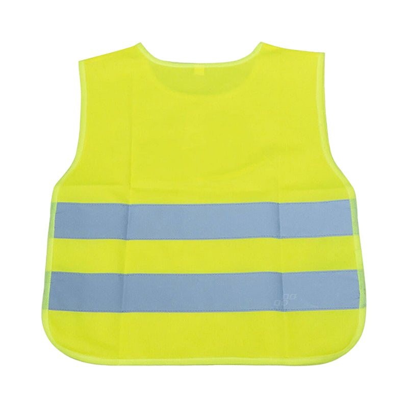 Gilet jaune enfant réfléchissant — vue de dos, deux bandes réfléchissantes