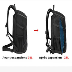 Sac à dos moto étanche 24/28L | MC - 0137 – Ergonomique, Grande Capacité et Sécurité Réfléchissante - LE PRATIQUE DU MOTARD