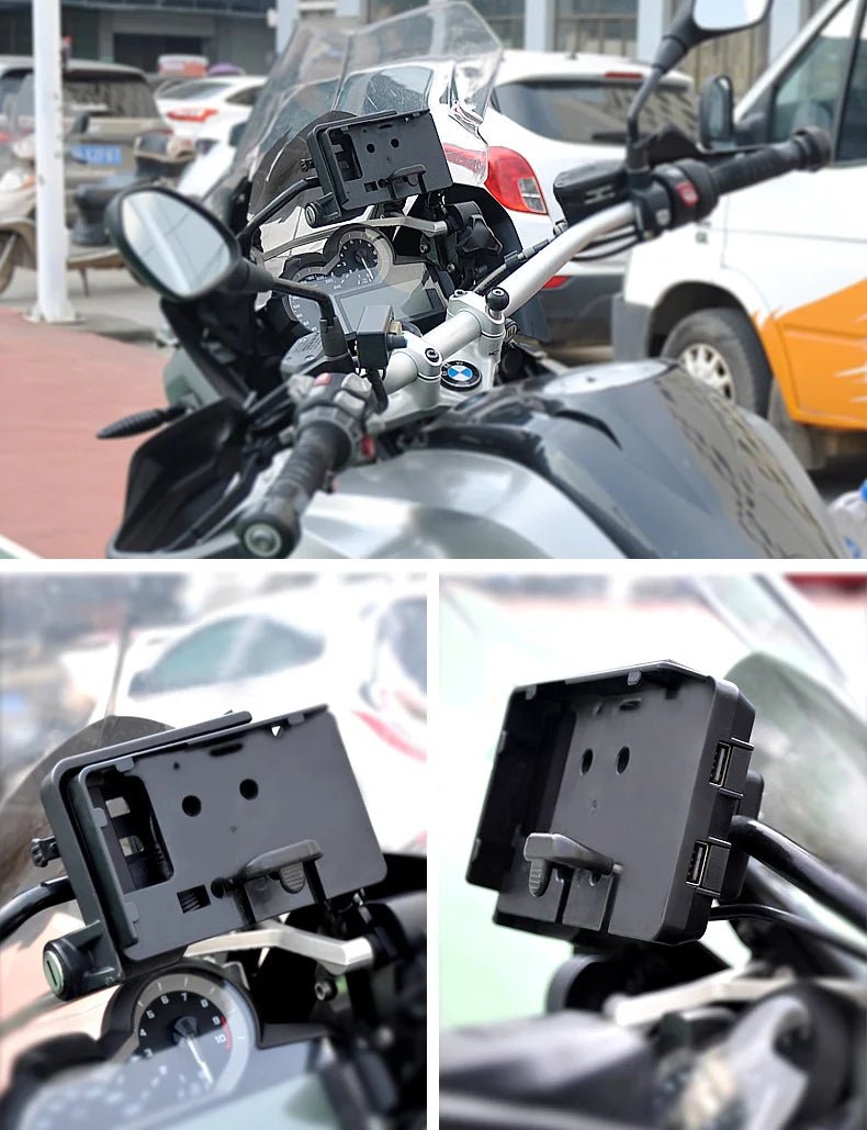 Support Téléphone Moto avec Chargeur Sans Fil et USB - BMW R1200GS/ADV et Plus - LE PRATIQUE DU MOTARD