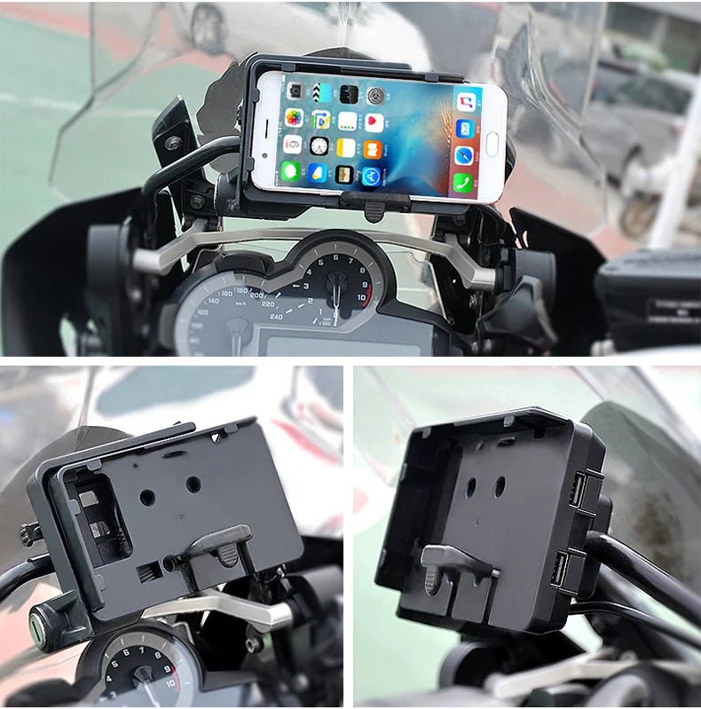 Support Téléphone Moto avec Chargeur Sans Fil et USB - BMW R1200GS/ADV et Plus - LE PRATIQUE DU MOTARD