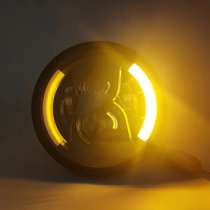 Phare rond moto LED avec clignotant 7.5 " - LE PRATIQUE DU MOTARD