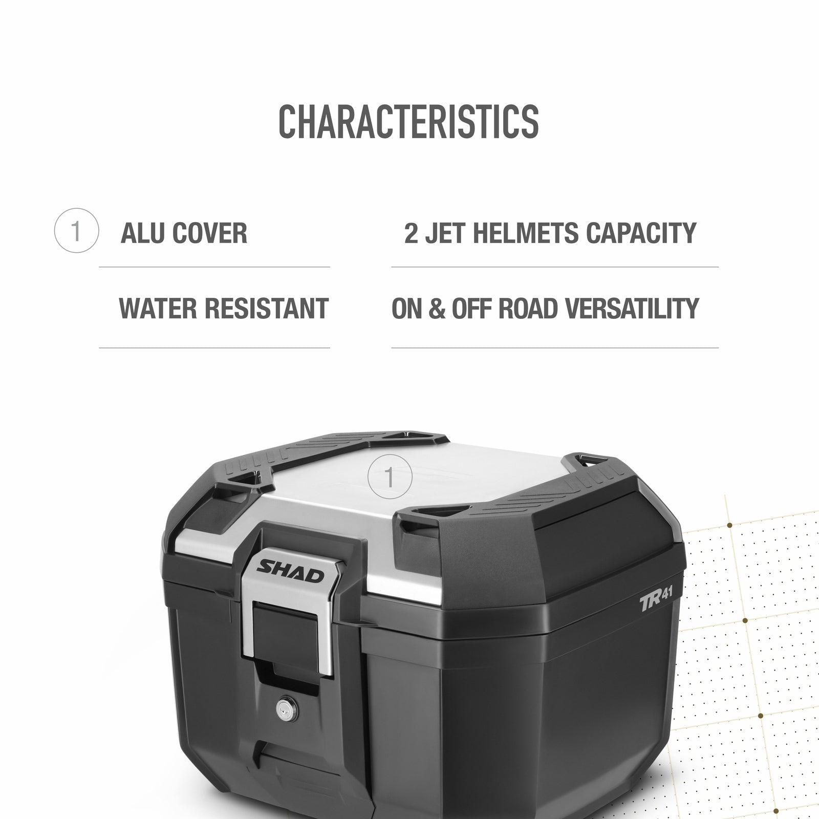 Top Case SHAD TR41 Terra Aluminium — Top Case Adventure Alu Poli 41L - LE PRATIQUE DU MOTARD